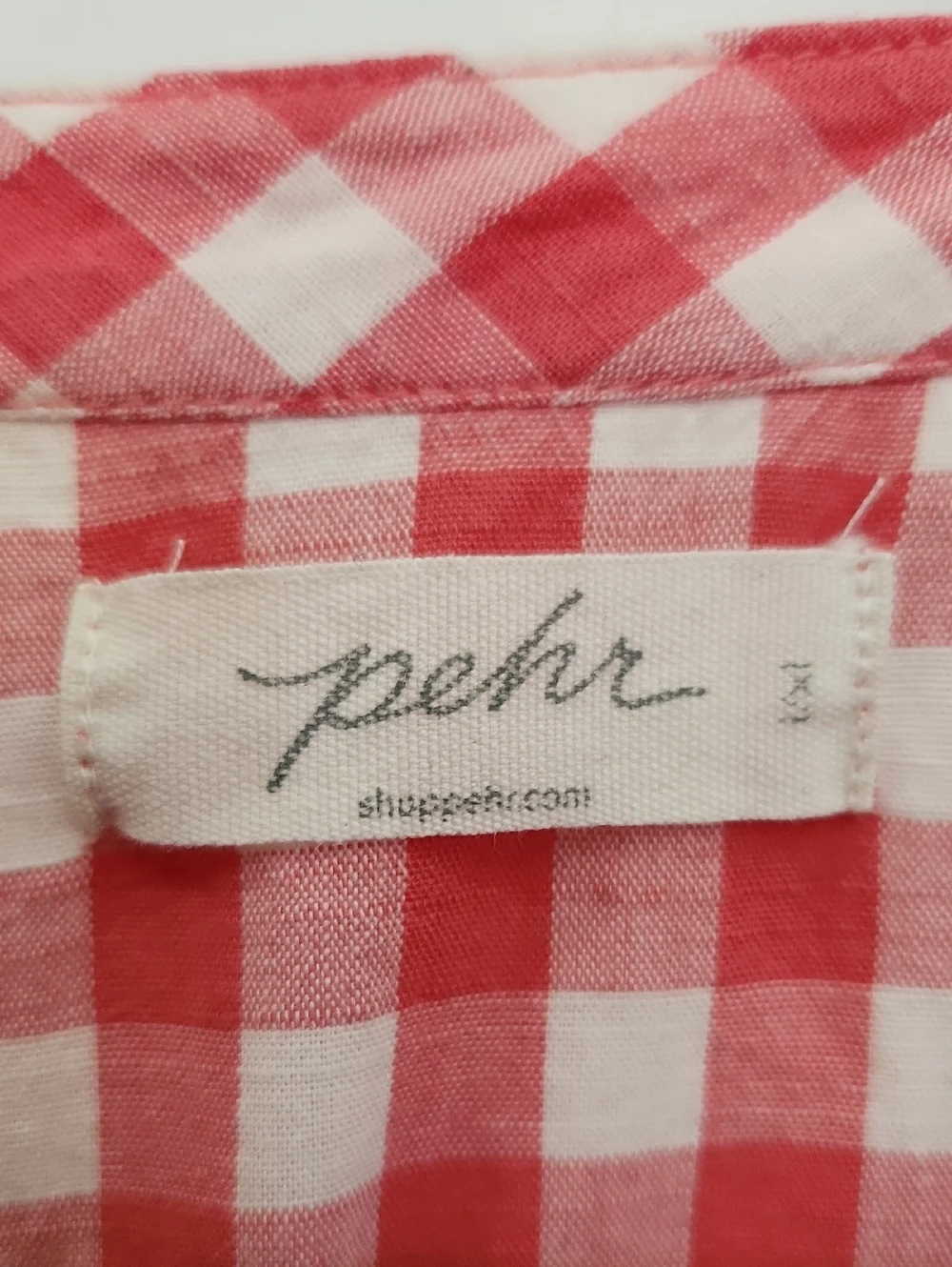 L/XL Pehr 100% Cotton Red And White Gingham Dress With Tie - Picture 2 of 6